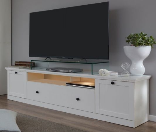 TV-Lowboard Baxter in weiß matt, Landhausstil, 177 x 49 cm