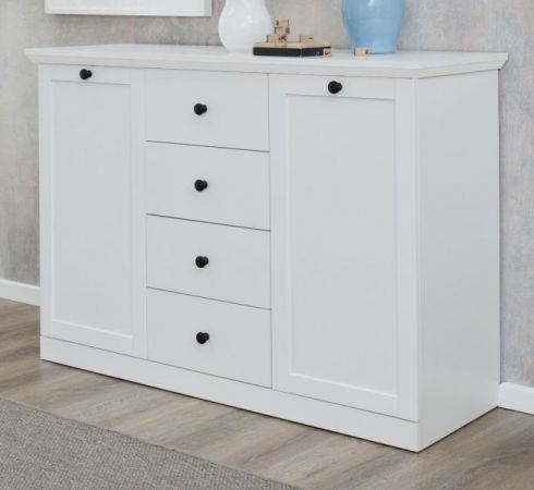 Sideboard Baxter in wei im Landhausstil 119 x 88 cm mit 4 Schubksten