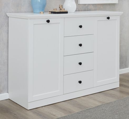 Sideboard Baxter in wei� im Landhausstil 119 x 88 cm mit 4 Schubk�sten