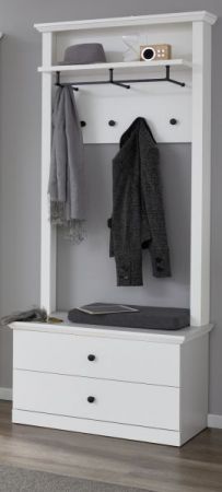 Garderobe Baxter 2-teilig in weiß im Landhausstil mit Wandpaneel und Schuhbank 81 x 196 cm
