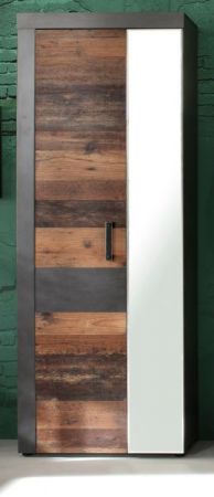 Garderobenschrank Indy in Used Wood Shabby mit Matera grau Schuhschrank 65 x 192 cm