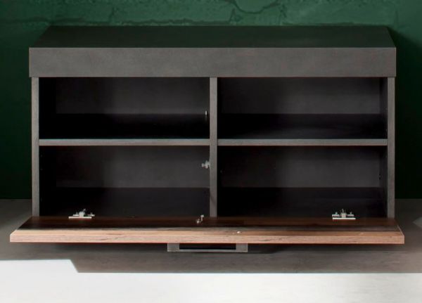 Garderobe Sitzbank Indy in Used Wood Shabby mit Matera grau Schuhbank 80 x 45 cm