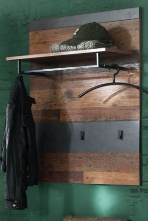 Garderobenpaneel Indy in Used Wood Shabby mit Matera grau 80 x 106 cm