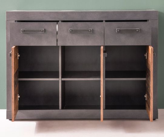 Sideboard Indy in Used Wood Shabby mit Matera grau Kommode 117 x 86 cm