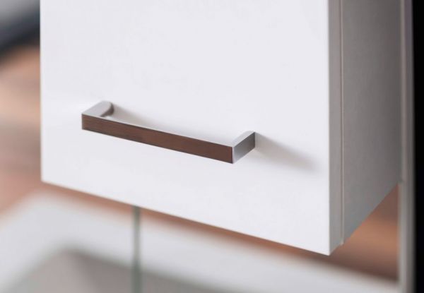 Badezimmer Badmöbel Set "Minka" in weiß Hochglanz Lack 4-teilig inkl. Waschbecken und LED 60 x 197 cm
