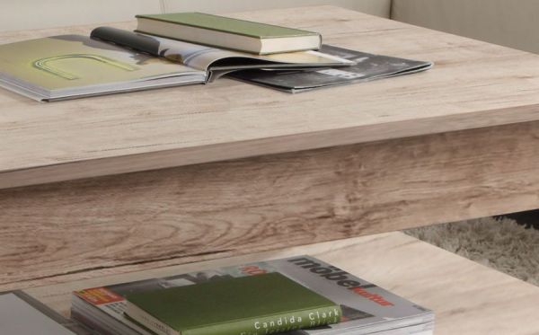 Couchtisch in Eiche San Remo Sand 110 x 85 cm Holztisch mit Ablage