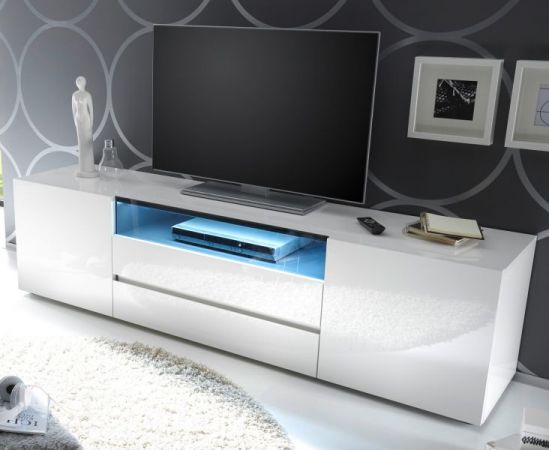 TV-Lowboard Vicenza in weiß Hochglanz lackiert - Fernsehtisch 185 x 49 cm