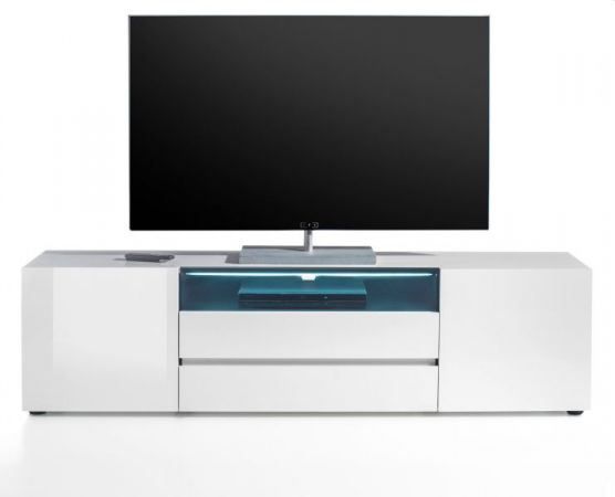 TV-Lowboard "Vicenza" in weiß Hochglanz lackiert - Fernsehtisch 185 x 49 cm