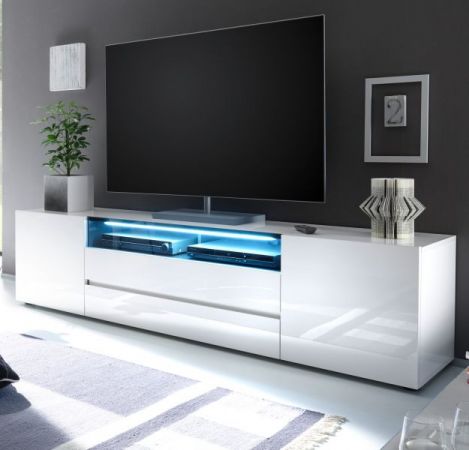 TV-Lowboard "Vicenza" in weiß Hochglanz lackiert - Fernsehtisch 203 x 49 cm