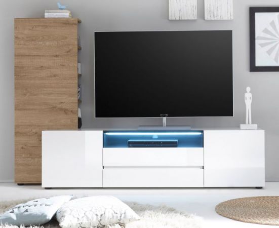 Aufsatzregal fr TV-Schrank Vicenza in Eiche hell Regal 55 x 145 cm