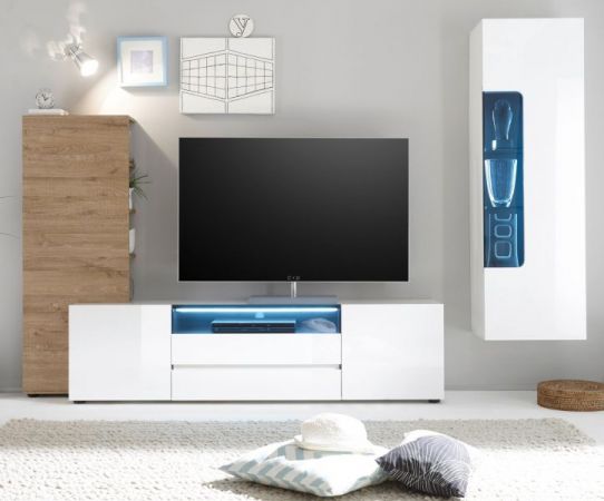 Aufsatzregal fr TV-Schrank Vicenza in Eiche hell Regal 55 x 145 cm