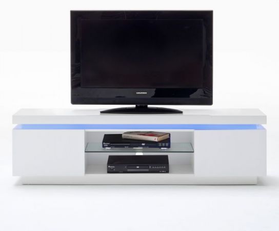TV-Lowboard Ocean in Hochglanz wei echt Lack TV-Unterteil inkl. LED Beleuchtung mit Farbwechsel 175 x 49 cm