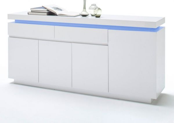 Sideboard Ocean in wei Hochglanz Lack Kommode inkl. LED Beleuchtung mit Farbwechsel 175 x 81 cm