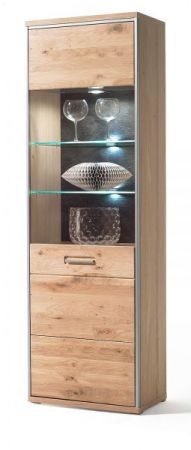 Vitrine Espero in Asteiche Bianco massiv gelt Vitrinenschrank Transchlag links 64 x 201 cm