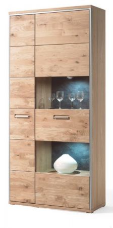 Vitrine Espero in Asteiche Bianco massiv gelt Vitrinenschrank 94 x 201 cm