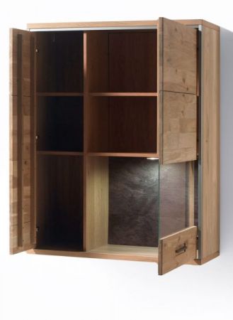 Hngevitrine Espero in Asteiche Bianco massiv gelt Hngeschrank Vitrinenfach rechts 94 x 120 cm