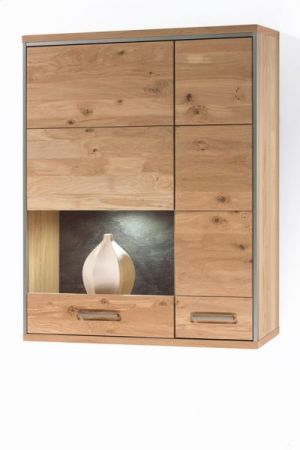 Hngevitrine Espero in Asteiche Bianco massiv gelt Hngeschrank Vitrinenfach links 94 x 120 cm