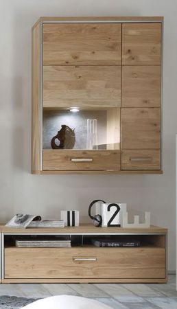 Hngevitrine Espero in Asteiche Bianco massiv gelt Hngeschrank Vitrinenfach links 94 x 120 cm