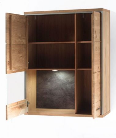Hngevitrine Espero in Asteiche Bianco massiv gelt Hngeschrank Vitrinenfach links 94 x 120 cm