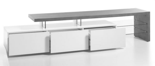TV-Lowboard Alimos in Stone Design grau und matt weiß Fernsehtisch 204 x 44 cm