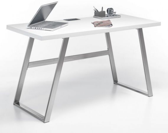 Schreibtisch "Andria" in matt weiß lackiert Laptoptisch für Homeoffice und Büro 140 x 60 cm