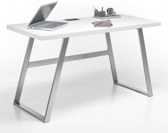 Schreibtisch Andria in matt wei lackiert Laptoptisch fr Homeoffice und Bro 140 x 60 cm