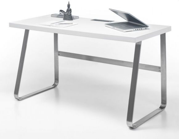 Schreibtisch "Beno" in matt weiß lackiert Laptoptisch für Homeoffice und Büro 140 x 60 cm