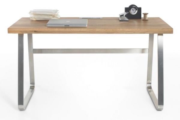 Schreibtisch "Beno" in Asteiche massiv geölt Laptoptisch für Homeoffice und Büro 140 x 60 cm