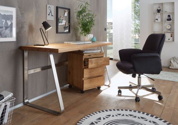 Schreibtisch "Beno" in Asteiche massiv geölt Laptoptisch für Homeoffice und Büro 140 x 60 cm