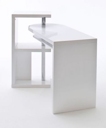 Schreibtisch "Mattis" in weiß Hochglanz Lack schwenkbarer Eckschreibtisch für Homeoffice und Büro 145 x 50 cm