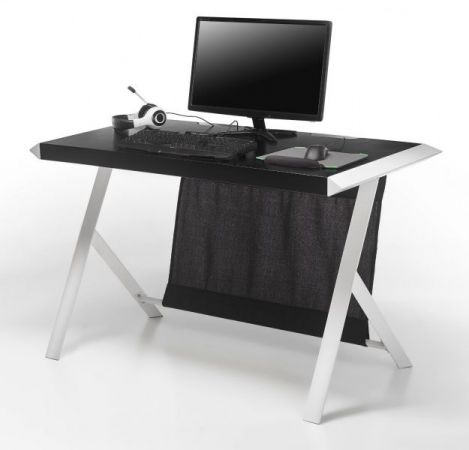 Schreibtisch McRacing in matt schwarz und wei lackiert Laptoptisch fr Homeoffice und Bro 127 x 60 cm