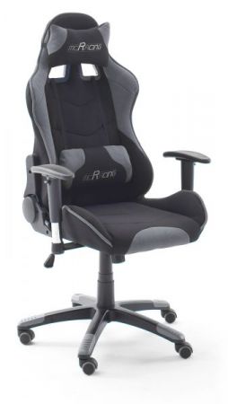 Bürostuhl Mc Racing in schwarz und grau mit Wippmechanik Chefsessel inkl. 2 verstellbarer Stützkissen Gaming Stuhl