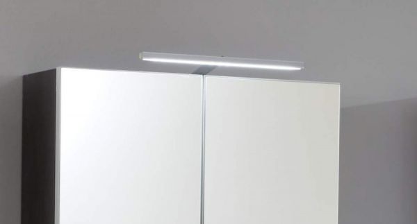 Badezimmer Badmöbel Set "Line" in weiß Hochglanz und Sardegna grau Rauchsilber Badkombination 2-teilig 60 x 182 cm