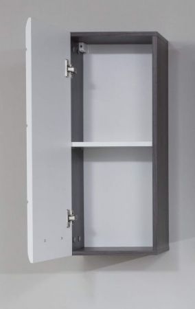 Badezimmer Hngeschrank Line in wei Hochglanz und Sardegna grau Rauchsilber Badschrank 30 x 77 cm