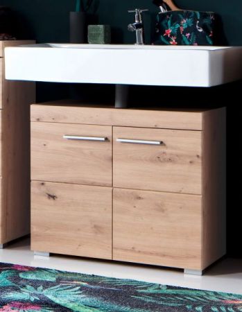 Badezimmer Waschbeckenunterschrank Amanda in Eiche / Asteiche Badschrank 60 x 56 cm