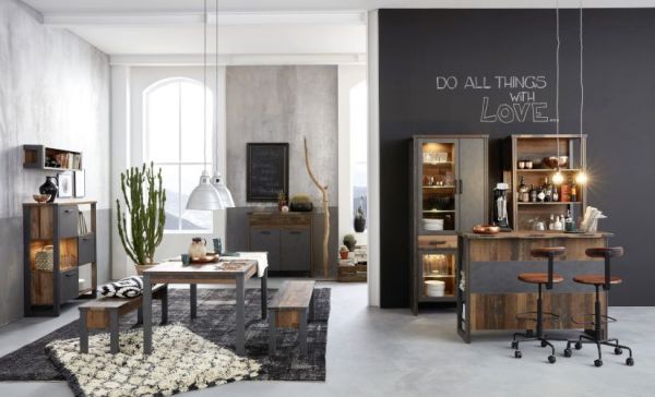 Bar Prime in Old Used Wood Design mit Matera grau 140 x 105 cm