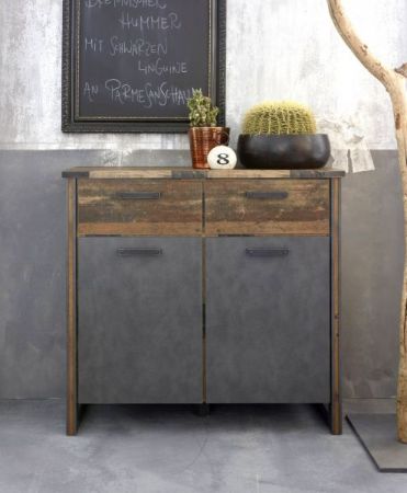 Kommode Prime in Old Used Wood Design mit Matera grau Anrichte Shabby 119 x 110 cm
