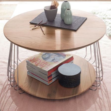 Couchtisch Vilnius Asteiche massiv 70 cm rund