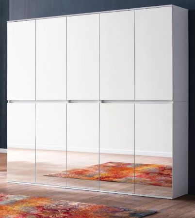 Garderobenschrank mit Spiegel "Mirror" in weiß mit Spiegeltüren - XXL Mehrzweckschrank 185 x 191 cm