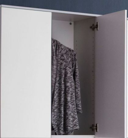 Garderobenschrank mit Spiegel "Mirror" in weiß mit Spiegeltüren - XXL Mehrzweckschrank 185 x 191 cm