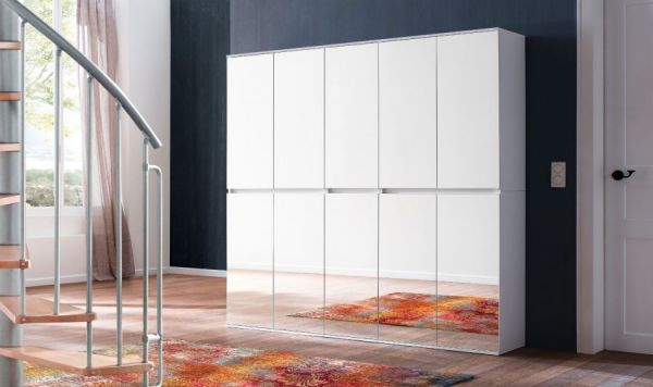 Garderobenschrank mit Spiegel Mirror in wei mit Spiegeltren - XXL Schuhschrank 185 x 191 cm