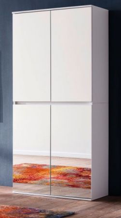 Garderobenschrank mit Spiegel Mirror in weiß mit Spiegeltüren - Schuhschrank 74 x 191 cm