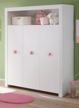Babyzimmer: Kleiderschrank "Olivia" weiß, 3-türig (130 x 186 cm) Mädchen