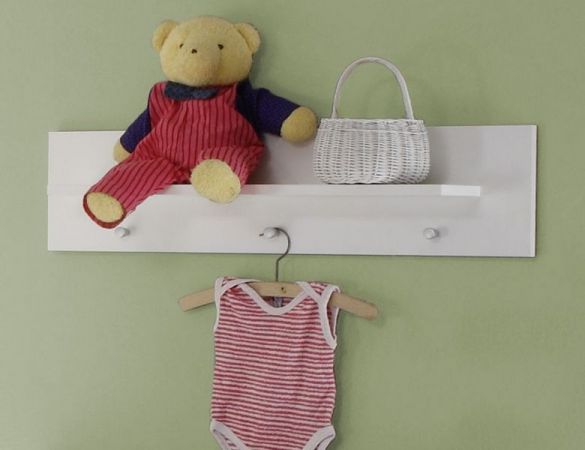 Babyzimmer Wandregal Olivia und Wilson in wei 75 x 20 cm