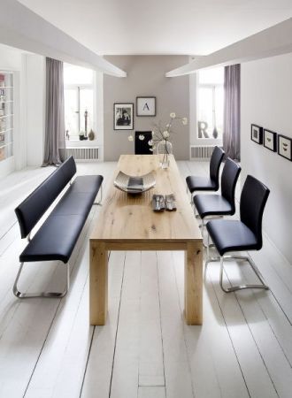 2 x Stuhl Arco in Weiß Kunstleder und Edelstahl Freischwinger Flachrohr Esszimmerstuhl 2er Set