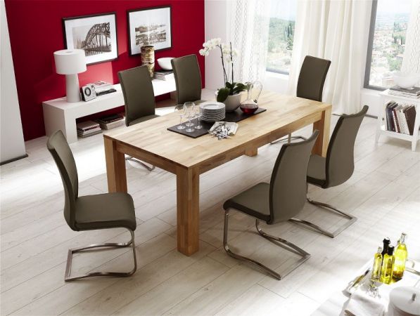 2 x Stuhl Arco in Cappuccino Kunstleder und Edelstahl Freischwinger Flachrohr Esszimmerstuhl 2er Set