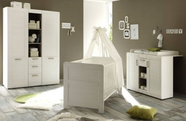 Babyzimmer Wickelkommode Wickeltisch Landi Anderson Pinie weiß 115x105x79 cm