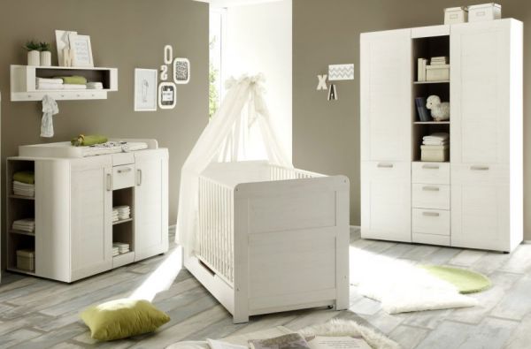 Babyzimmer Wickelkommode Wickeltisch Landi Anderson Pinie weiß 115x105x79 cm