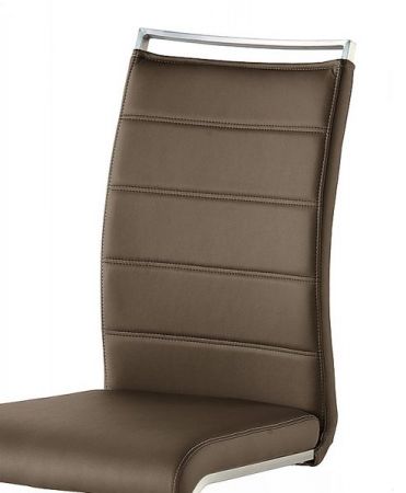 2 x Stuhl Pescara in Braun Kunstleder und Edelstahl Freischwinger mit Griffleiste Flachrohr Esszimmerstuhl 2er Set