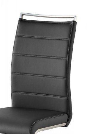 2 x Stuhl Pescara in Schwarz Kunstleder und Edelstahl Freischwinger mit Griffleiste Flachrohr Esszimmerstuhl 2er Set
